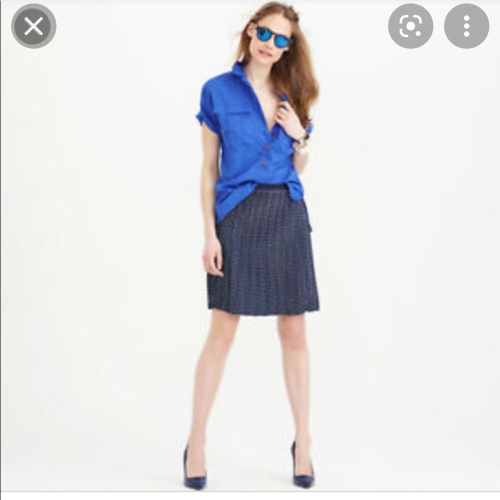 JCrew stitched down pleated skirt grid dot